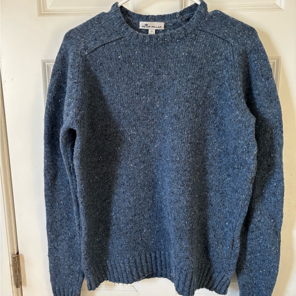 Peter Millar Heathered Blue merino wool Crewneck Sweater